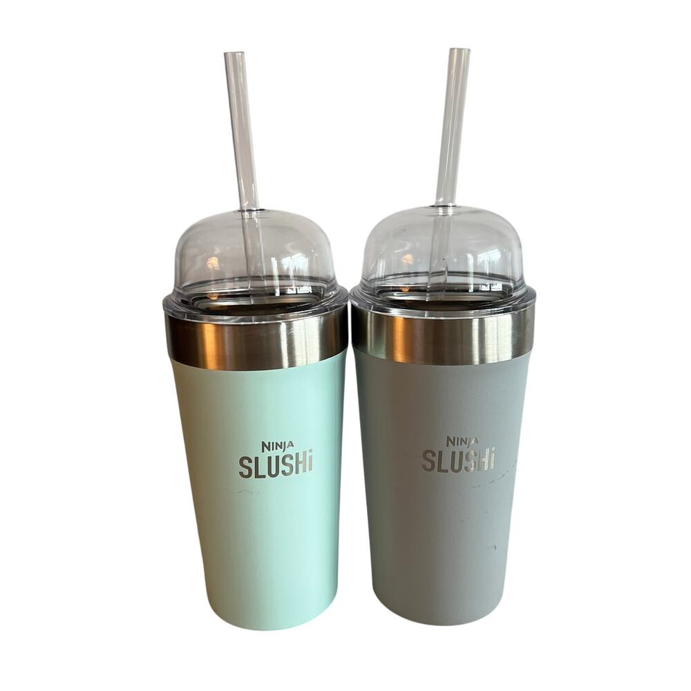 2 Ninja Slushie Bubble Cup Stainless Steel Vacuum Insulated Tumblers w/Dome Lid